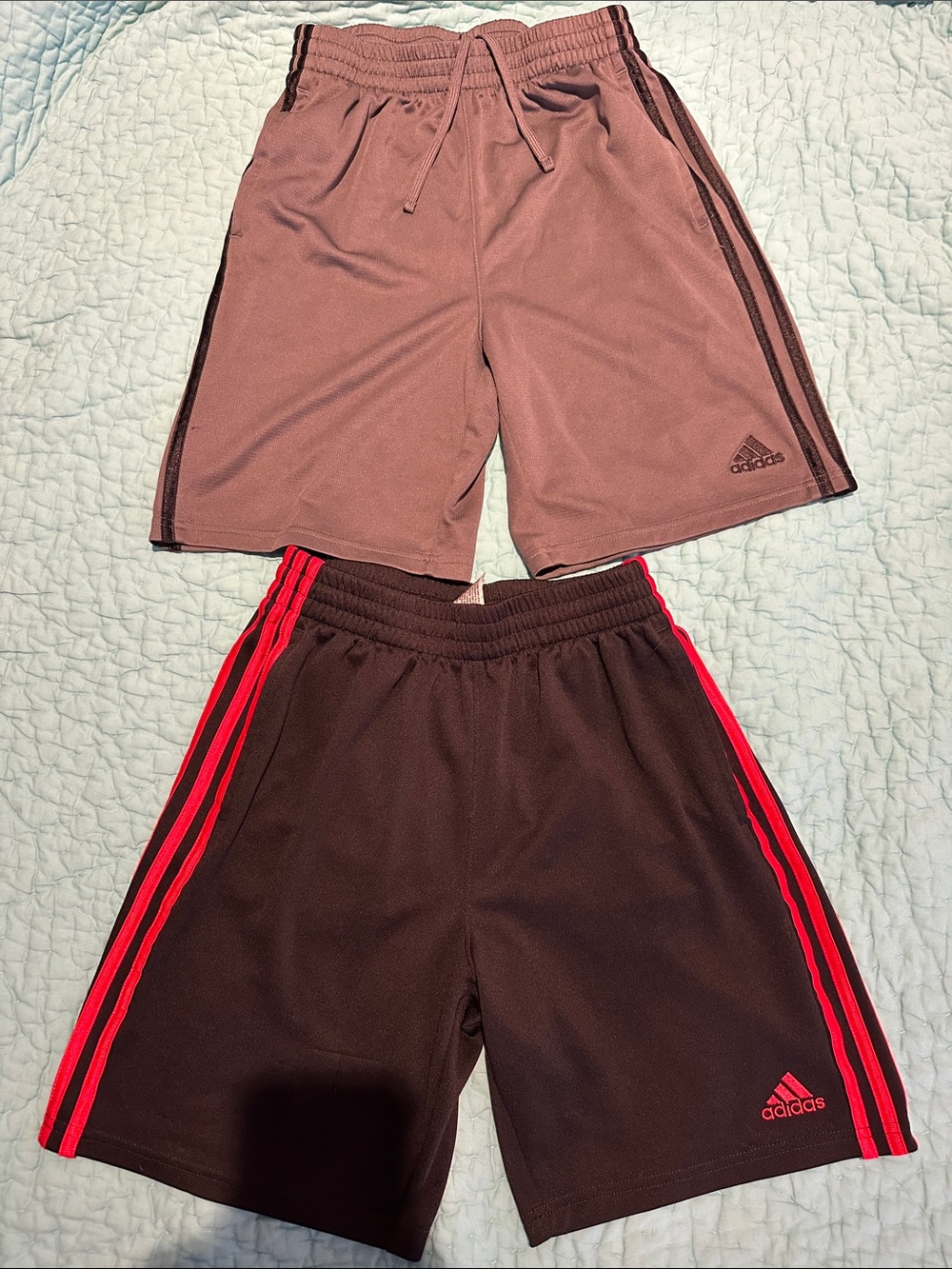adidas Kids Athletic Shorts – Grey and Black with Red Stripes Sz Large BUNDLE